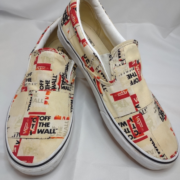 Vans Other - Vans Slip-On "Packing Tape" white skateboard shoes size 13.